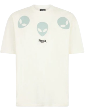 PHOBIA WHITE T-SHIRT WITH GLOW IN THE DARK TRIPLE ALIEN PRINT