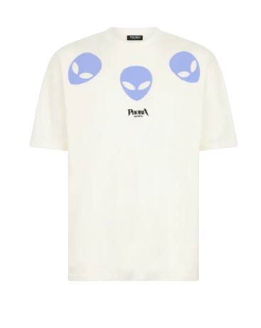 PHOBIA WHITE T-SHIRT WITH GLOW IN THE DARK TRIPLE ALIEN PRINT