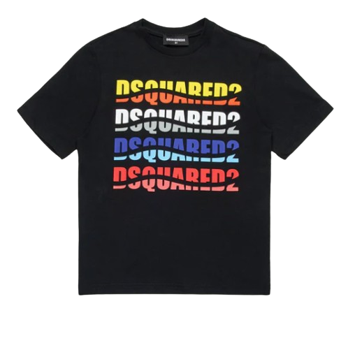 Dsquared2 T-shirt con logo multicolor effetto wave