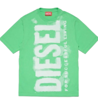 DIESEL T-shirt in jersey con logo effetto acquerello