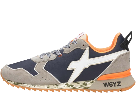 W6YZ jet-m. sneakers in tessuto tecnico e suede grigio-navy
